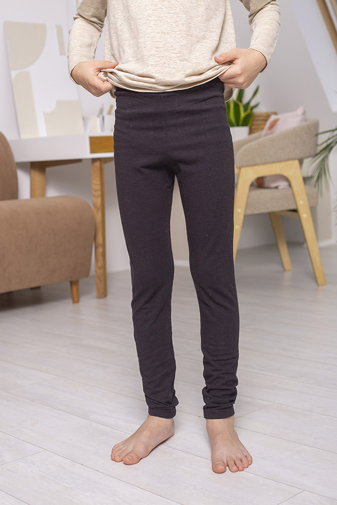 Детские легинсы из конопли и органического хлопка черные Uzor Wear